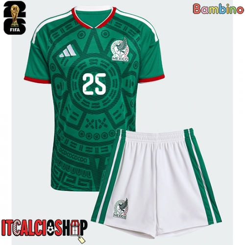 Messico Roberto Alvarado #25 Prima Maglia Bambino Mondiali 2026 Manica Corta (+ Pantaloni corti)